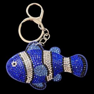 Blue and Silver Fish Bag Charm Keychain